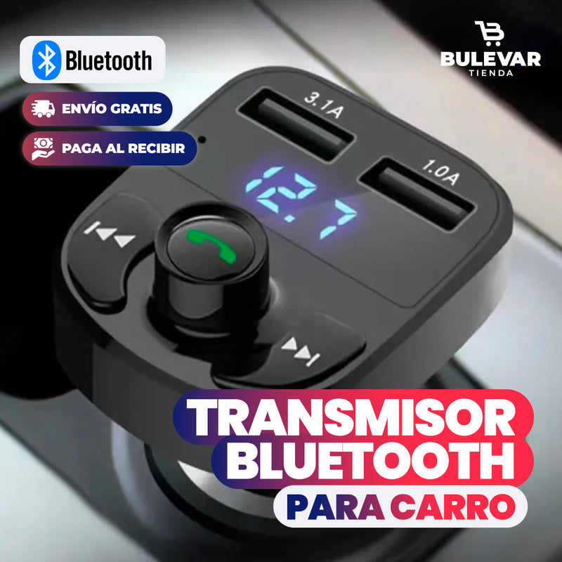 TRANSMISOR BLUETOOTH CON CARGA RÁPIDA PARA CARRO