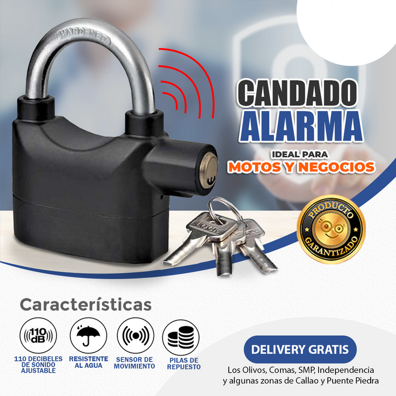 Candado Con Alarma Para Bicicletas, Motos, Local O Casa