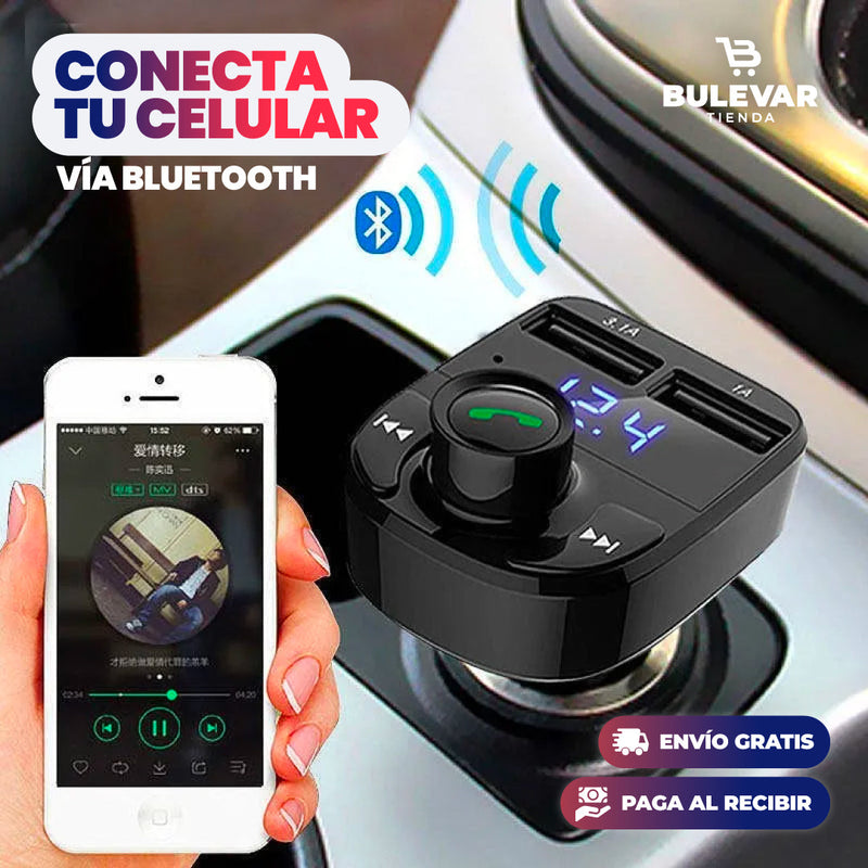 TRANSMISOR BLUETOOTH CON CARGA RÁPIDA PARA CARRO