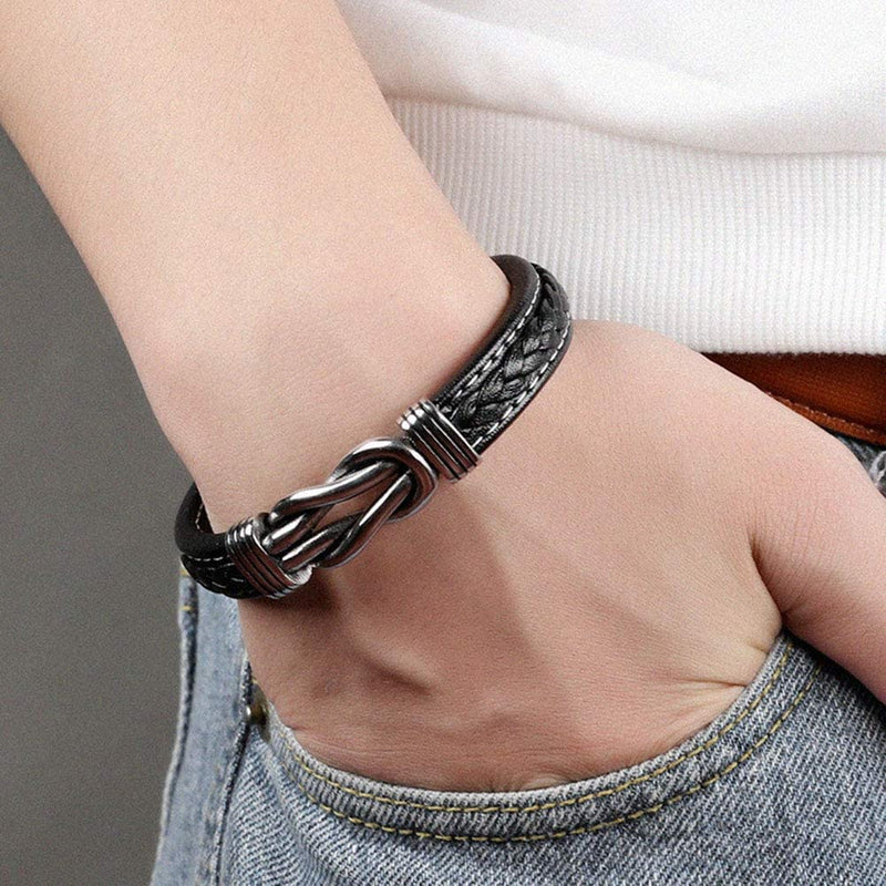 Pulsera Forever de Cuero Silver para Hombres