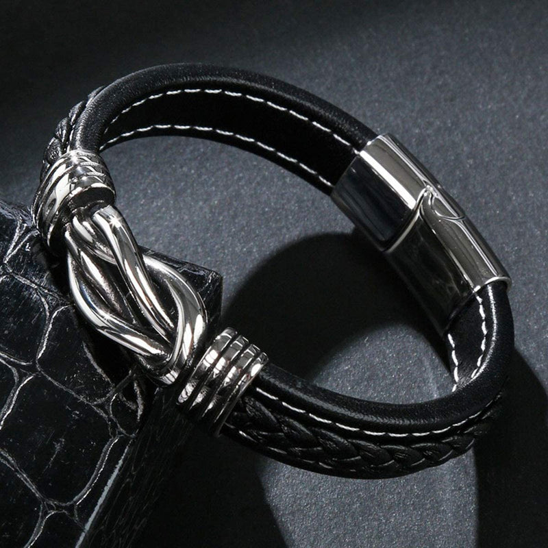 Pulsera Forever de Cuero Silver para Hombres