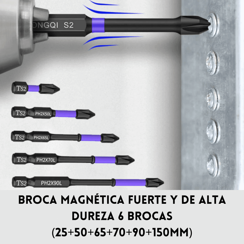 KIT DE 6 BROCAS MAGNETICAS PHILLIPS + TITANIO