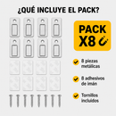 Pack de 8x Adhesivos de Imanes de Acero Inoxidable