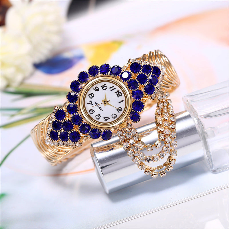 Reloj Pulsera con Brillantes  estilo  Coreano con Anillo