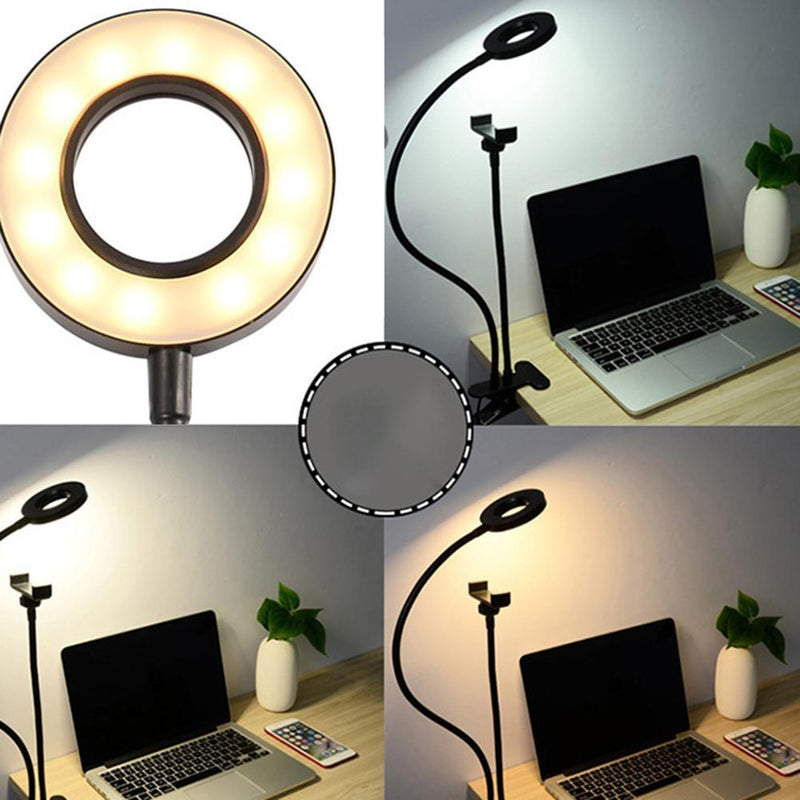 Aro Luz Led Para Escritorio Soporte Celular Flexible