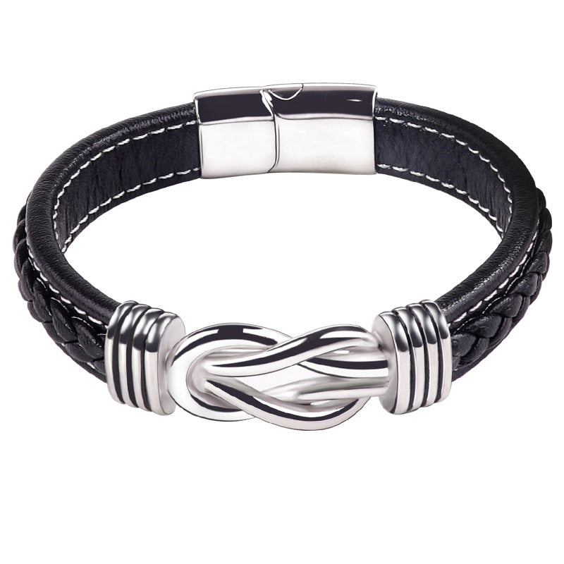 Pulsera Forever de Cuero Silver para Hombres