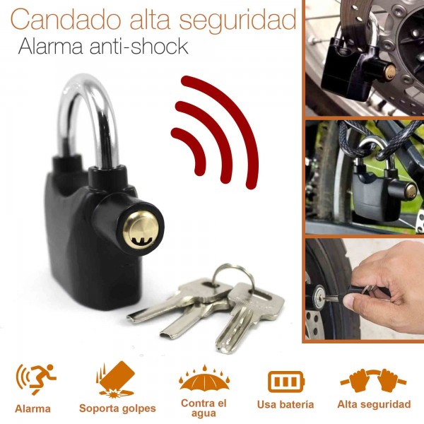 Candado Con Alarma Para Bicicletas, Motos, Local O Casa