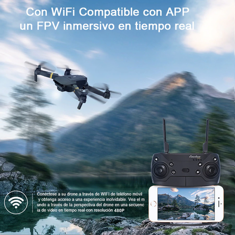 Drone Plegable Fpv Cámara Hd Wifi 2.4g Sensor Obstáculos E90