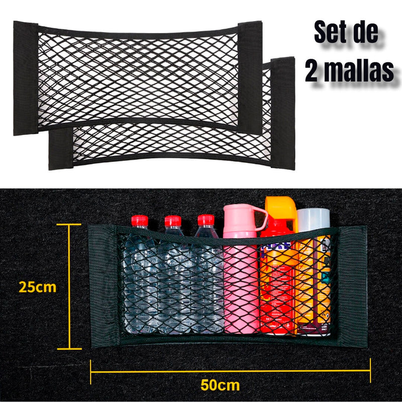 Set de 2 Mallas Organizadora para Maletera del Auto 25 x 50 cm