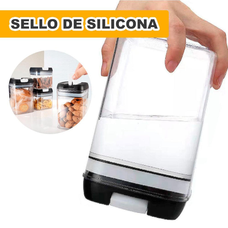 Set de 7 Frascos Envases Herméticos Táper de Cocina con Tapa Negro